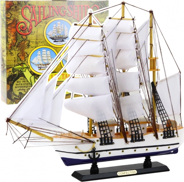 Model Decorative Sailing Ship Frigate White
