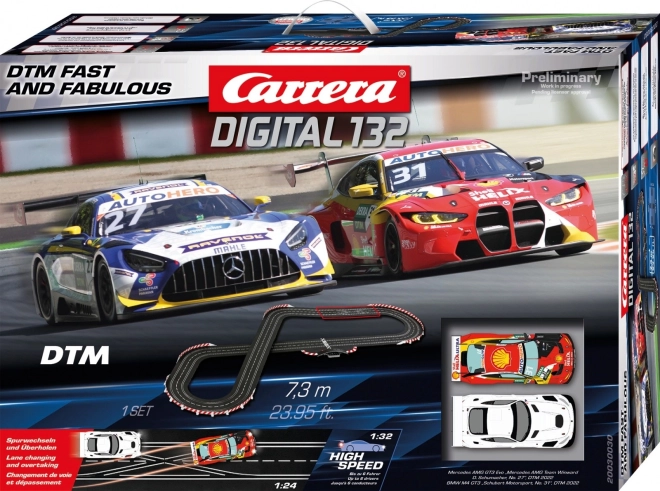 Carrera Digital 132 DTM Fast and Fabulous racebaan 7,3 m met Mercedes-AMG GT3 en BMW M4 GT3