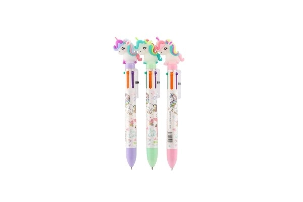 Pen met eenhoornmotief met 6 kleuren