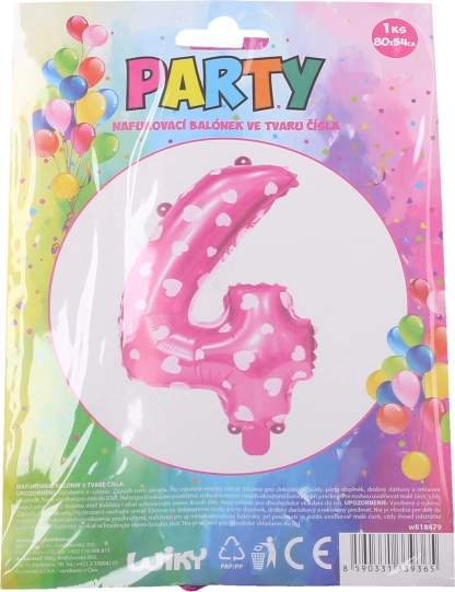 Ballon gonflable chiffre 1 avec petits cœurs – Rose