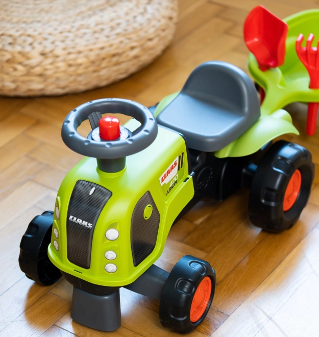 Tracteur enfant Falk Claas 470 Arion vert avec remorque et ensemble pour le sable