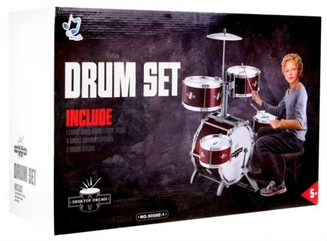 Kinder drumstel - 5 drums + Kruk + Cymbalen + 2 Stokken