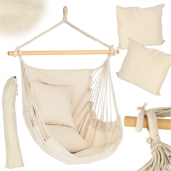 Brazilian Hanging Chair with Footrest 130 cm Beige