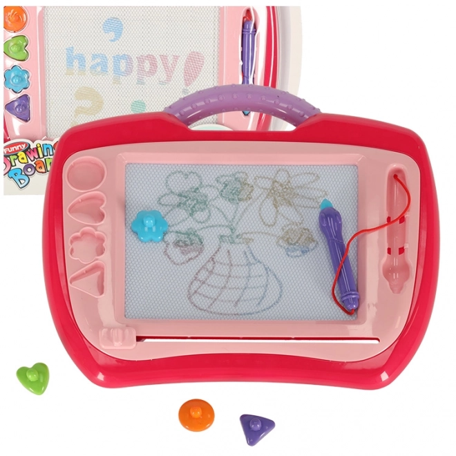 Magnetische Zeichentafel für Kinder mit Stempeln rosa XL