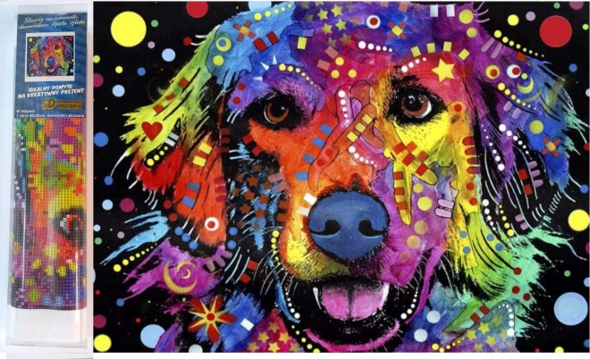 Diamantschilderen Abstracte hond 30 × 40 cm
