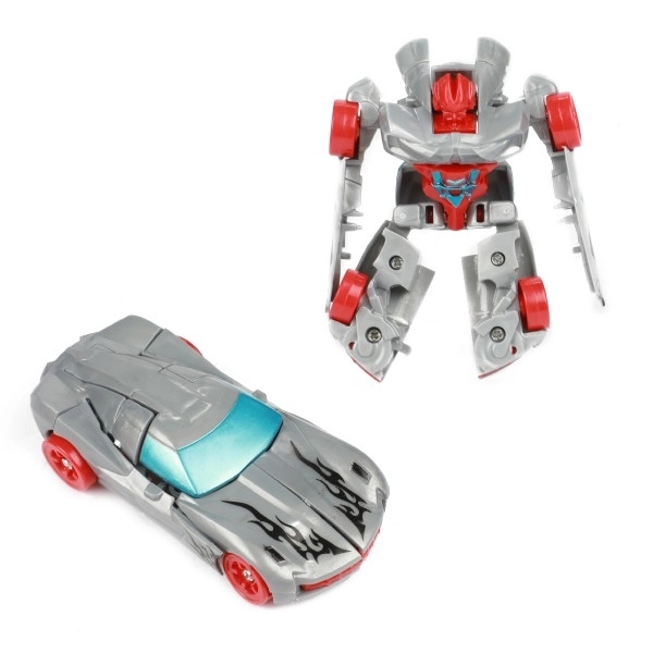 Transformer auto/robot plastic 10cm mix kleuren in plastic doos 5x10,5cm