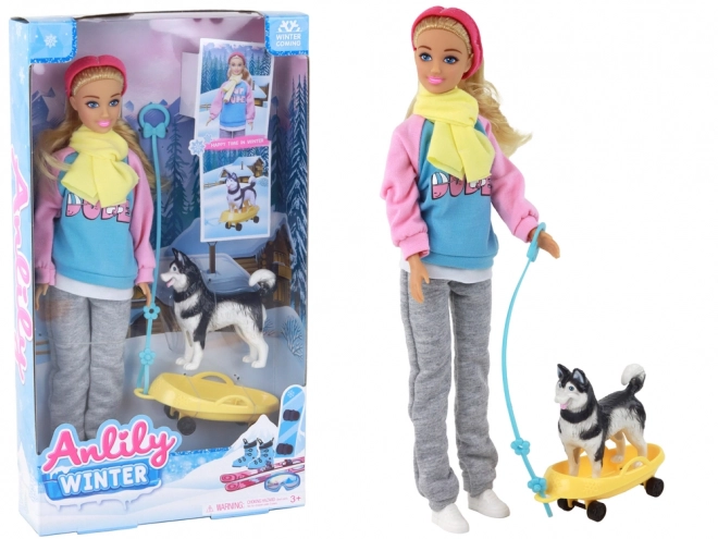Anlily Doll with Husky Dog and Sled Winter Edition