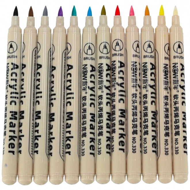 Marqueurs Acryliques Imperméables pour Tissus et Pierres DIY 12 pcs