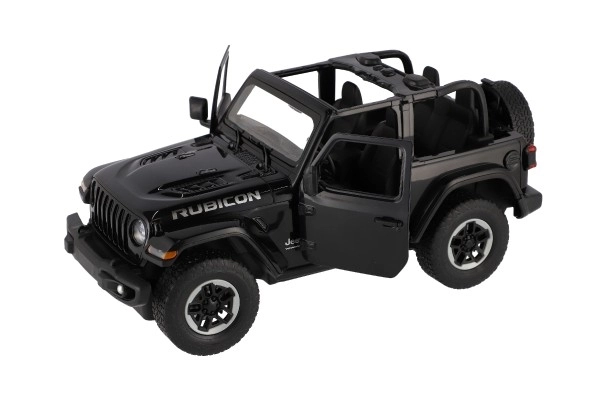 Auto RC Jeep Wrangler Rubicon zwarte plastic 29cm 2,4GHz op afstandsbed. op batterijen in doos 44x19x26cm