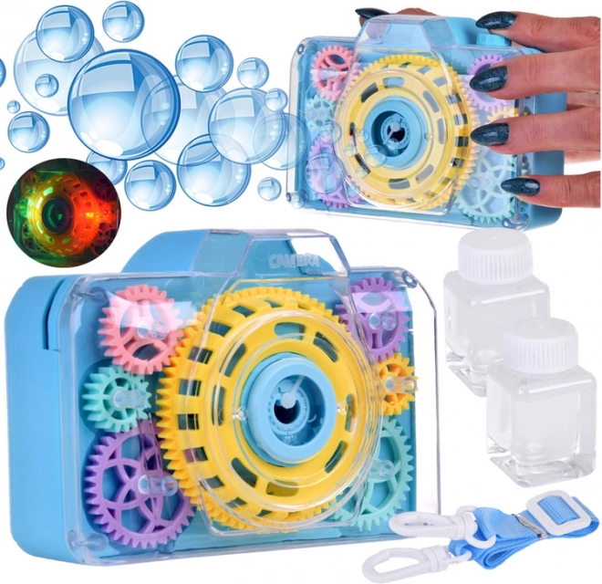Bubble Camera for Kids with Visible Gears and Light Effects – Blue