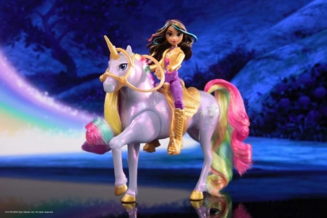 Lichtgevende eenhoorn en figuur Sophia & Wildstar