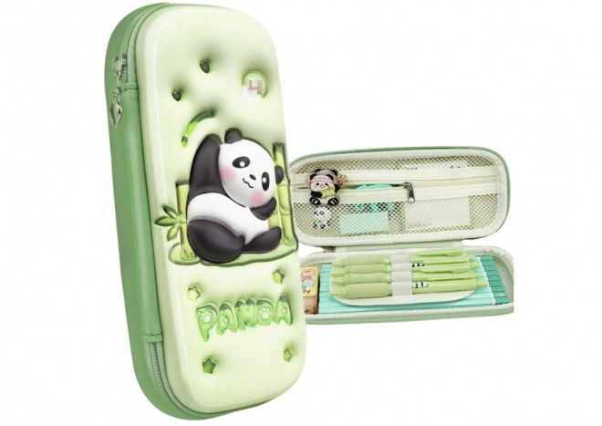 Gewatteerde schoolpenal met groene panda