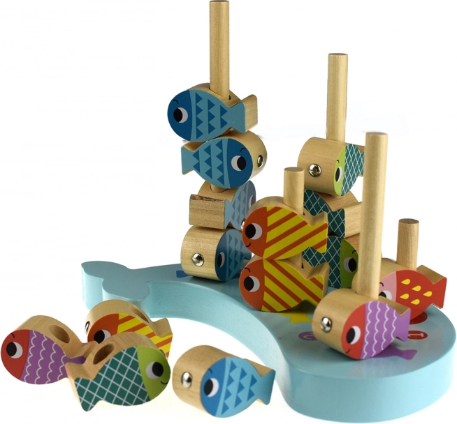 Tooky Toy Houten Spel Walvis en Visjes Multifunctioneel 4 in 1