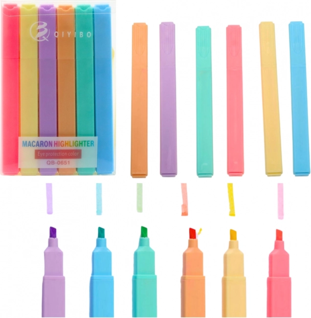 Set gekleurde markeerstiften voor school en kantoor – 6 stuks