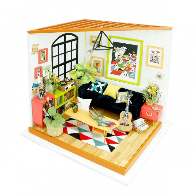 Robotime miniatuur huisje woonkamer
