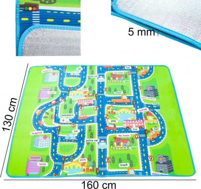 Opvouwbare kinder speelmat met straatmotief 160 x 130 cm