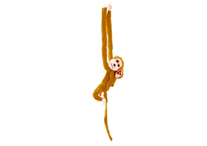Pluchen aap met jong 70 cm