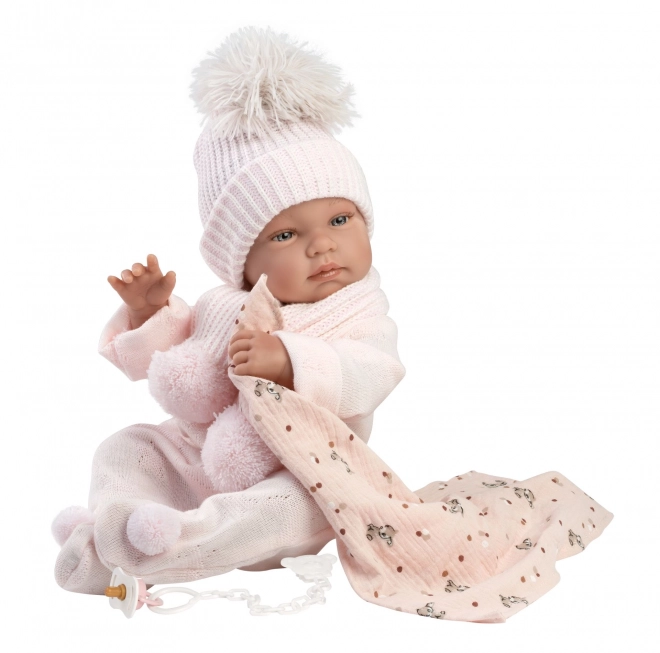 Llorens 84338 NIEUWE GEBOREN MEISJE - realistische babypop met compleet vinyllichaam - 43 cm