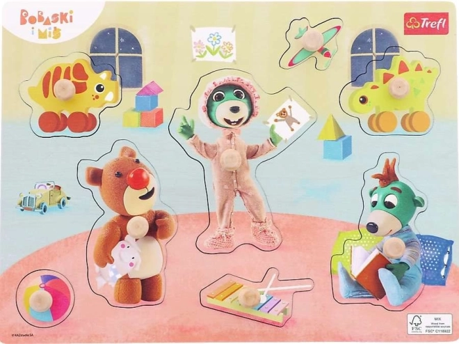Houten inlegpuzzel Bobaski i Miś – 8 stukjes