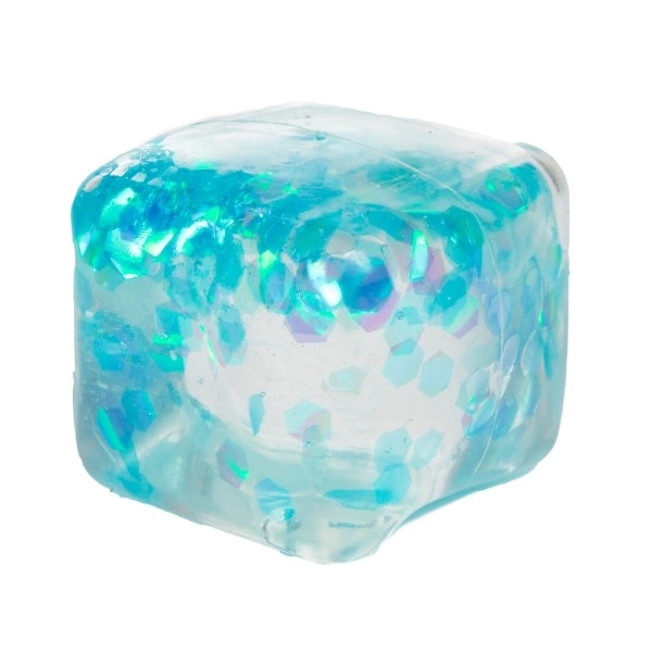 Cube anti-stress en slime à presser 6x6 cm, 4 couleurs, en sachet, 12 pièces en boîte