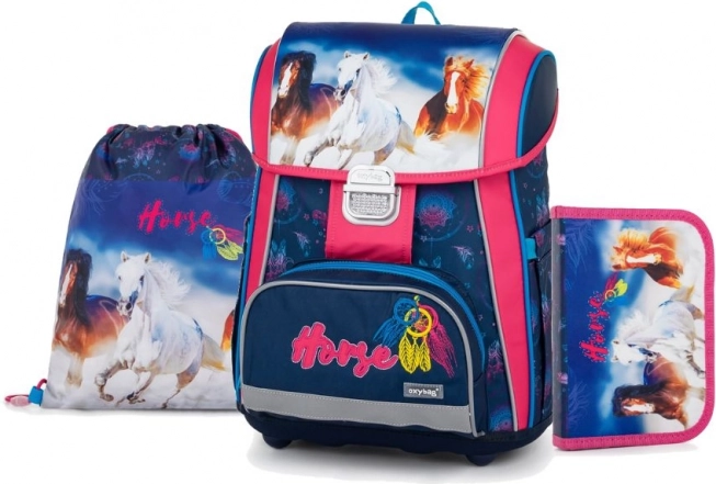 Schulset 3er Oxybag mit Motiv Pferde