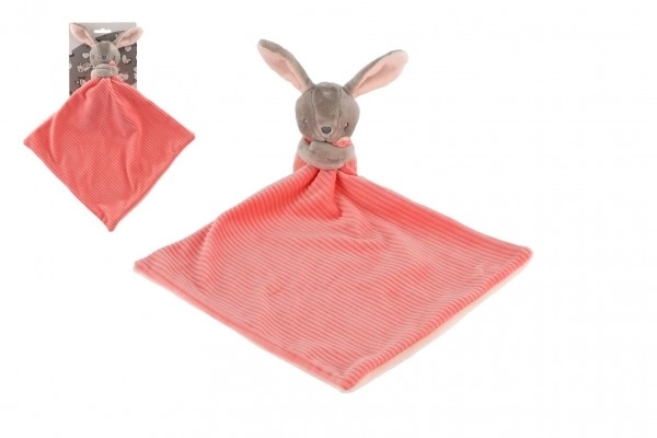 Lapin/Lapinou à câliner en peluche 25x25cm rose sur carte dans un sac 0+