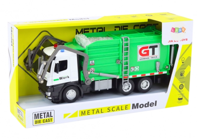 Groene multifunctionele metalen vuilniswagen met wrijvingsaandrijving