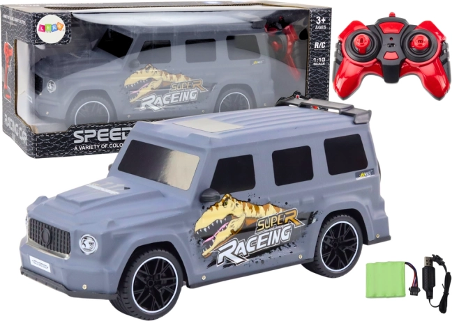 RC-auto met dinosaurusmotief 1:10, grijs