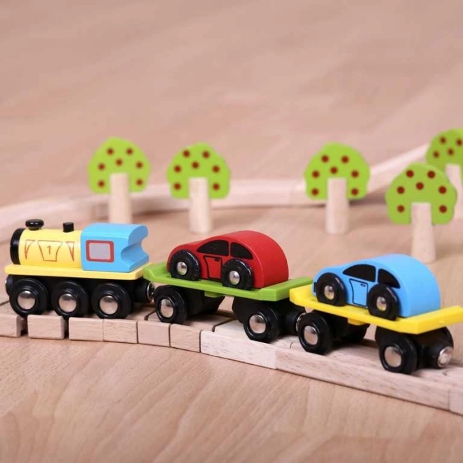 Bigjigs Rail Train de marchandises avec voitures et rails