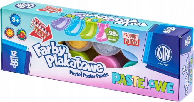 ASTRA peintures gouache pastel 12×20 ml (2 teintes métalliques)