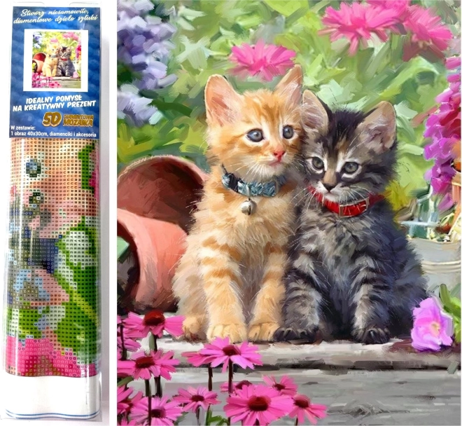 Peinture diamant Chats au jardin 30x40 cm