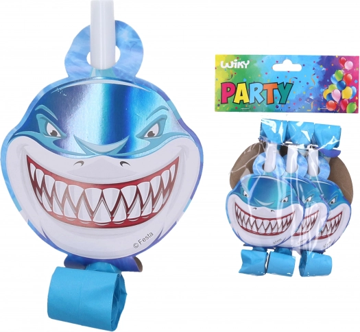 Party toeters met haai, 6 stuks