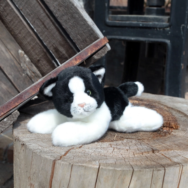 Plush Black and White Lying Cat