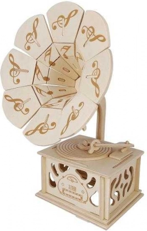 Woodcraft Wooden 3D Puzzle Gramophone
