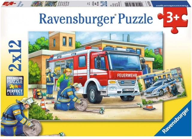 RAVENSBURGER Puzzle Police and Firefighters 2×12 pieces