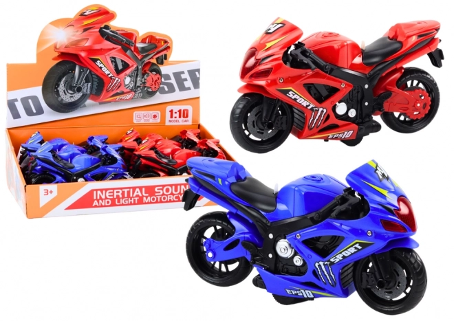 Sport motorfiets met wrijvingsaandrijving, licht en geluid, 2 kleuren