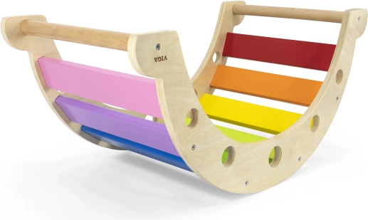 Holz-Montessori Wippbrücke 2-in-1 Viga – Regenbogen-Wippe