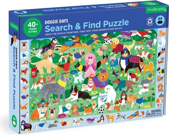Mudpuppy puzzel Leg en Zoek: Hondendag, 64 stukjes