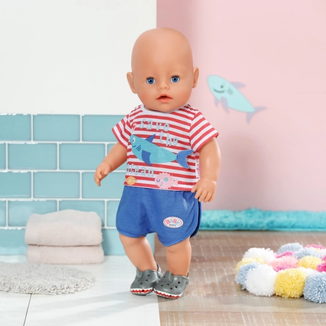 BABY born Pyjamapakket en pantoffels, blauw, 43 cm