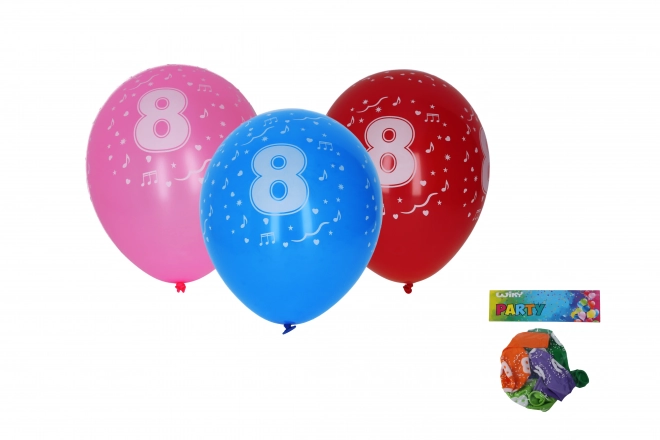 Opblaasbare ballon met nummer 8 30 cm - set van 5 stuks