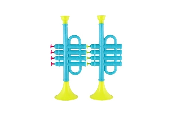 Trompet/Trumpet plastic 25cm 2 kleuren in zak