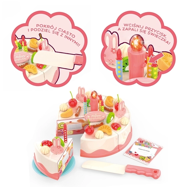 Gâteau d'anniversaire Woopie à découper avec des fruits et des bougies - 40 pièces