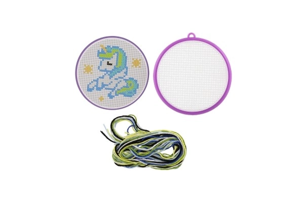 Borduren met kruissteek eenhoorn borduurring 1 patroon 6 katoenen draden in blister 12,5x18x1cm