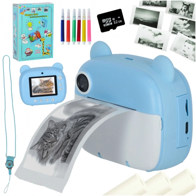 Appareil photo instantané pour enfants ourson bleu
