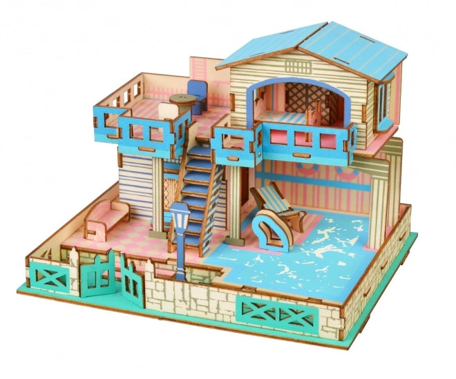 Woodcraft Houten 3D puzzel Villa op het eiland Lembongan