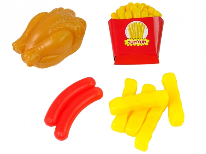 Set van 30 stuks plastic voedsel met fruit en friet