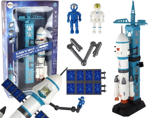 Space Mission Toy Rocket Astronauts Launch Device 15 pieces
