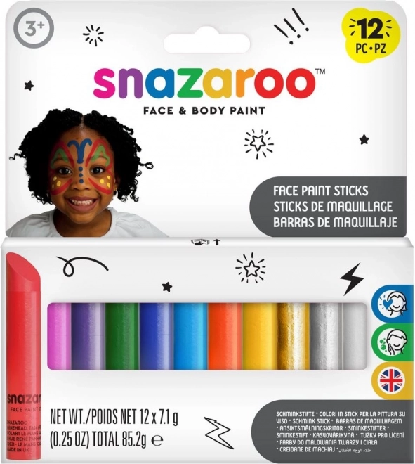 SNAZAROO Ensemble de couleurs pour le visage, 12 crayons