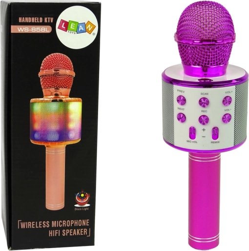Draadloze microfoon USB Speaker Recording Karaoke Model WS-858 Roze