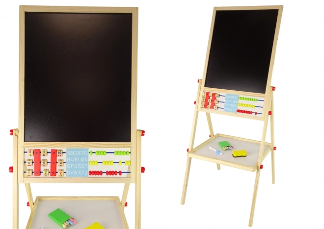 Wooden Double-Sided Board Magnetic and Chalk with Accessories